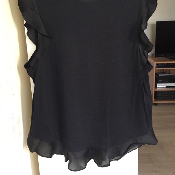 Pretty JCREW black ruffle sleeveless summer top M - Picture 4 of 10